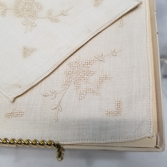 Vintage New In Box Cotton Embroidered Inset Design Ladies Handkerchiefs - Picture 2 of 10